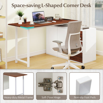L-Shaped Desk With File Cabinet, Power Outlet, White L-Shaped Desks at Gallery Canada