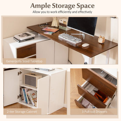 L-Shaped Desk With File Cabinet, Power Outlet, White L-Shaped Desks at Gallery Canada