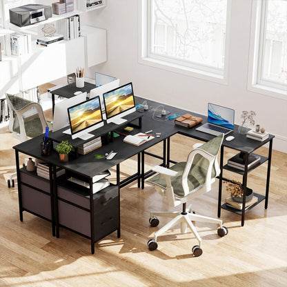 L Shaped Desk with Power Outlet, Reversible Computer Desk, Black L-Shaped Desks at Gallery Canada