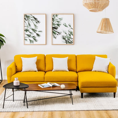 L-Shaped Fabric Sectional Sofa With Chaise Lounge, Yellow Sofas & Loveseats at Gallery Canada