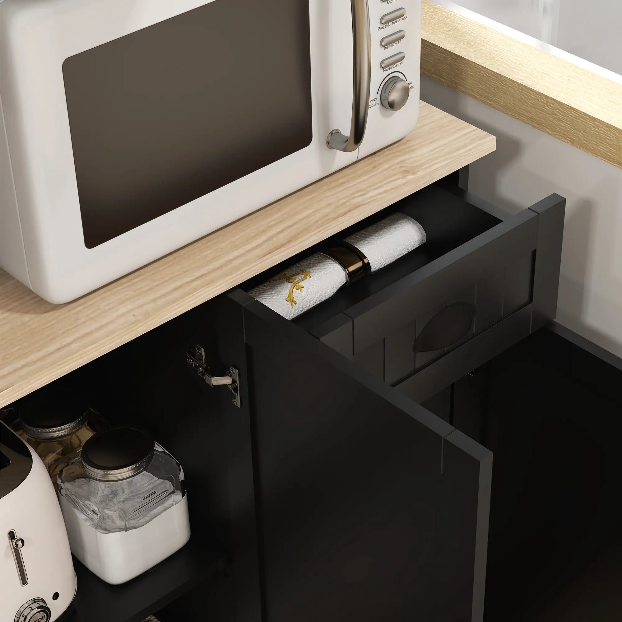 71 Inch Kitchen Pantry Buffet Hutch Cabinet Microwave Stand, Black Kitchen Pantry Cabinets at Gallery Canada