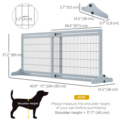 41"-72" Wooden Pet Gate, Support Feet, Small Medium Dogs, Grey-Blue Houses, Kennels & Pens at Gallery Canada