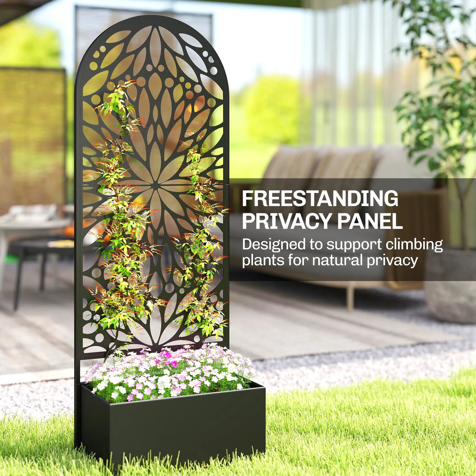 Metal Raised Garden Bed with Trellis, Freestanding Flower Bed Galvanized Planter Boxes at Gallery Canada