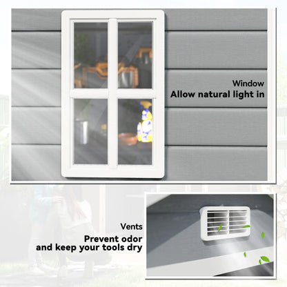 6x4.5ft Plastic Garden Shed, Lockable Tool Storage, Double Doors, Vent, Gray Sheds at Gallery Canada