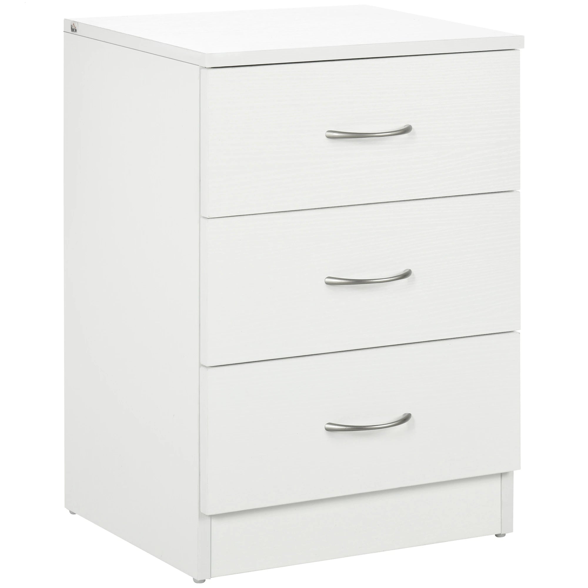 Modern Wood Nightstand, 3 Drawers, Anti-Tipping, White Bedside Tables White at Gallery Canada