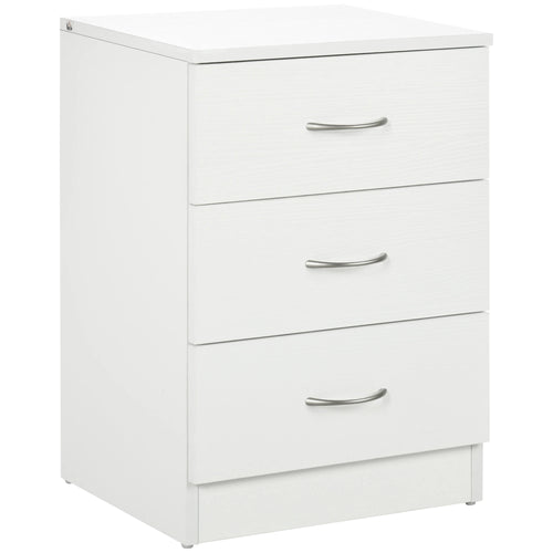 Modern Wood Nightstand, 3 Drawers, Anti-Tipping, White