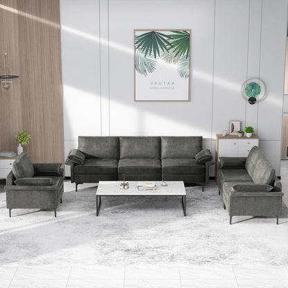 Large 3-Seat Sofa Sectional, Metal Legs, Gray Sofas & Loveseats at Gallery Canada