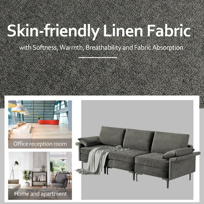 Large 3-Seat Sofa Sectional, Metal Legs, Gray Sofas & Loveseats at Gallery Canada