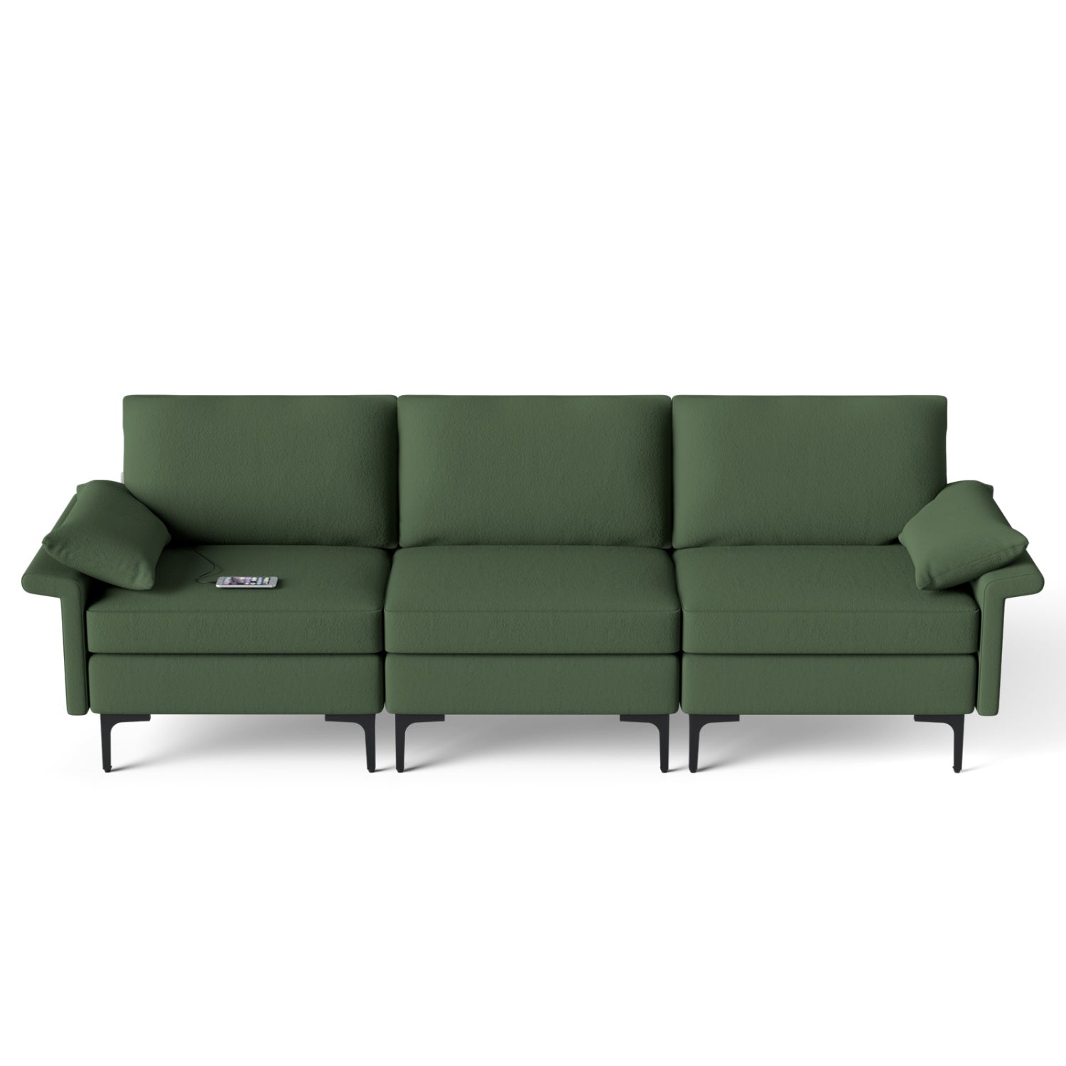 Large 3-Seat Sofa Sectional, Metal Legs, 2 USB Ports, Army Green Sofas & Loveseats at Gallery Canada