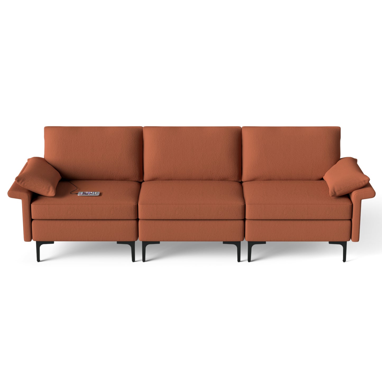 Large 3-Seat Sectional Sofa With Metal Legs, 2 USB Ports, Red Sofas & Loveseats Red at Gallery Canada