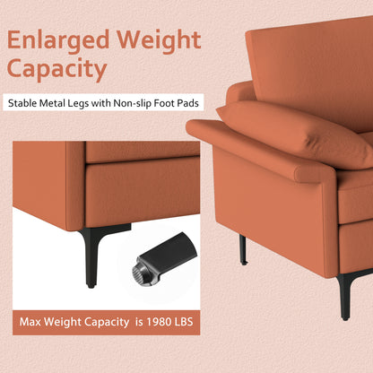 Large 3-Seat Sectional Sofa With Metal Legs, 2 USB Ports, Red Sofas & Loveseats at Gallery Canada