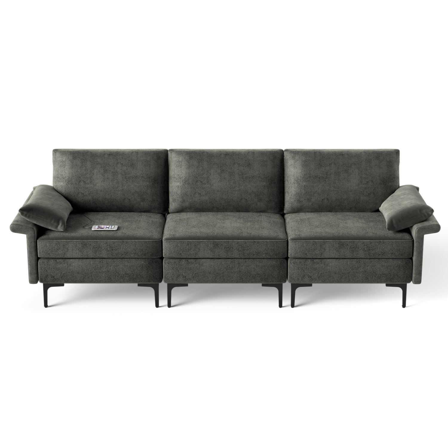 Large 3-Seat Sectional Sofa, With Metal Legs And USB Ports, Gray Sofas & Loveseats Gray at Gallery Canada