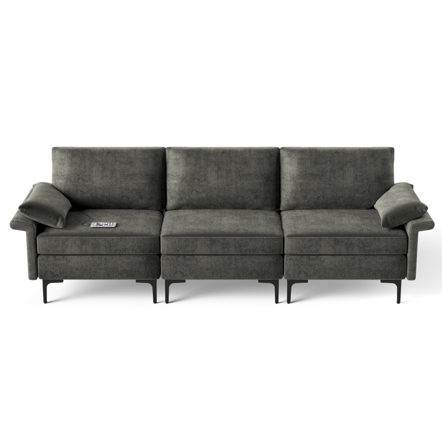 Large 3-Seat Sectional Sofa, With Metal Legs And USB Ports, Gray Sofas & Loveseats Gray at Gallery Canada