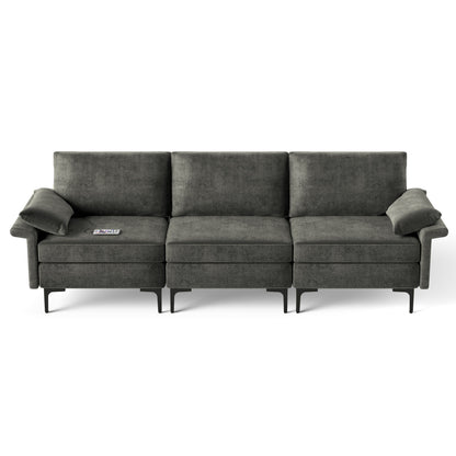 Large 3-Seat Sectional Sofa, With Metal Legs And USB Ports, Gray Sofas & Loveseats at Gallery Canada