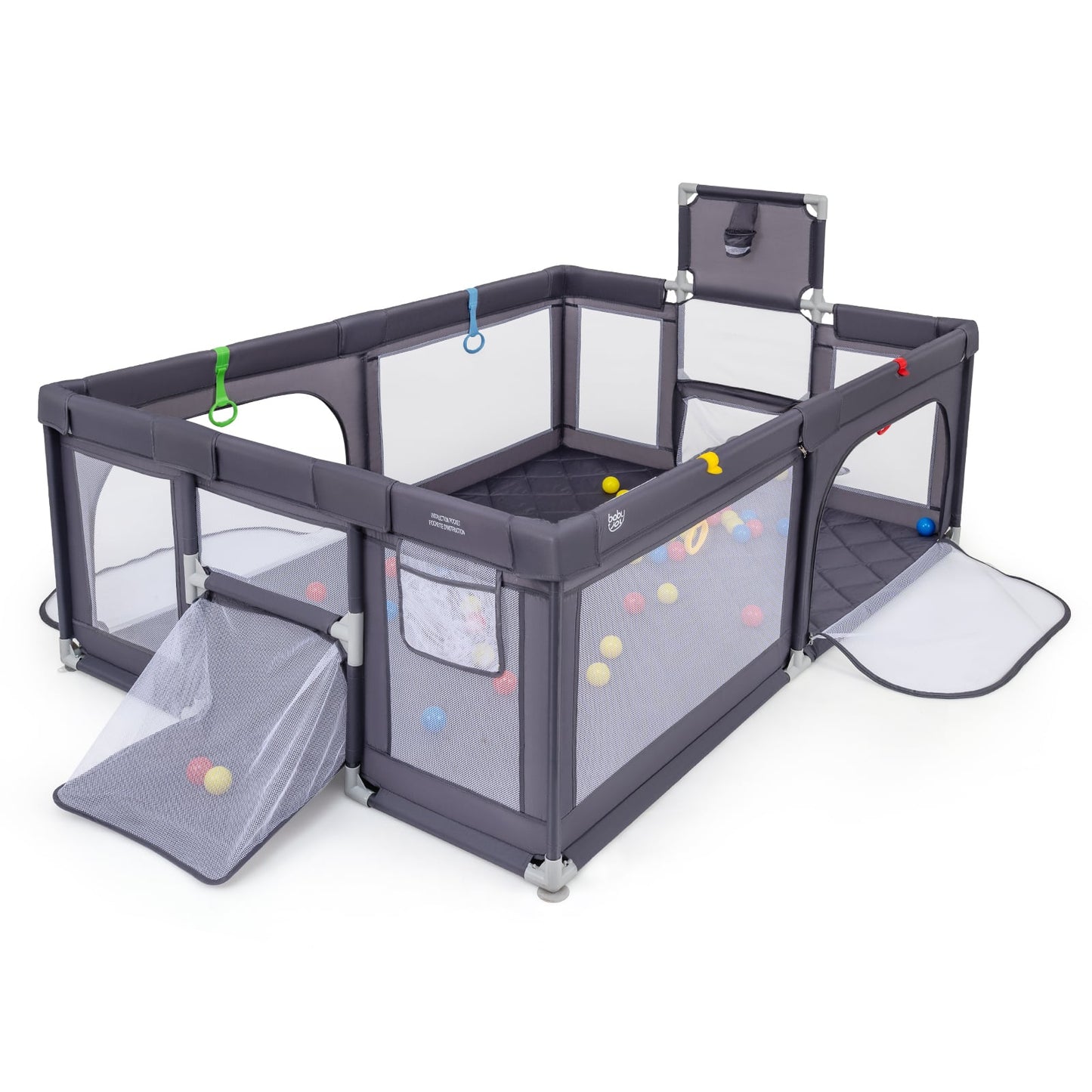 Large Baby Playpen With Mat And Ocean Balls, Dark Gray Baby Playpen & Playards at Gallery Canada