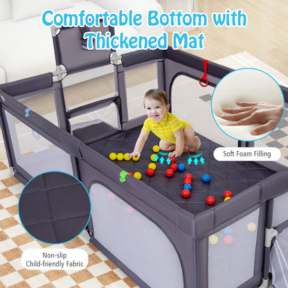 Large Baby Playpen With Mat And Ocean Balls, Dark Gray Baby Playpen & Playards at Gallery Canada