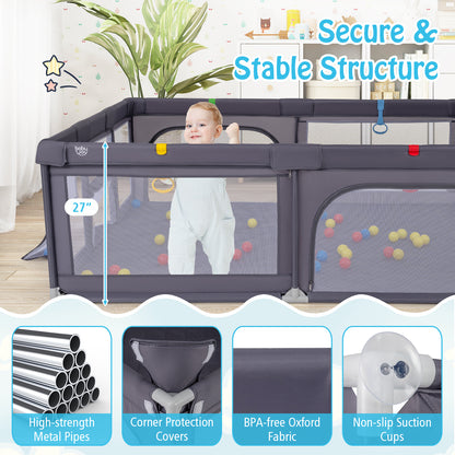 Large Baby Playpen With Mat And Ocean Balls, Dark Gray Baby Playpen & Playards at Gallery Canada