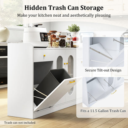 Large Buffet Cabinet, Hidden Tilt Out Trash Can, 2 Glass Doors, White Sideboards Cabinets & Buffets at Gallery Canada