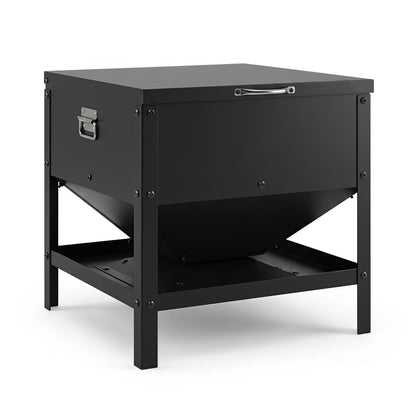 Large Capacity Chicken Feeding Box with Openable Lid, Black