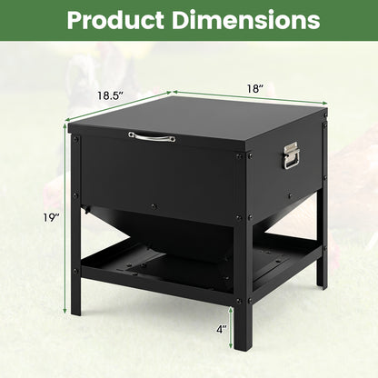 Large Capacity Chicken Feeding Box with Openable Lid, Black