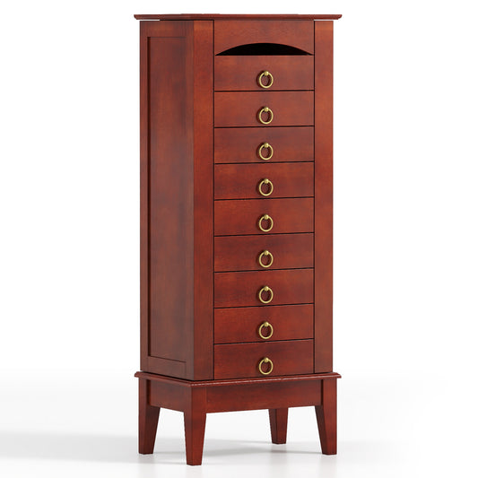 Large Capacity Jewelry Storage Cabinet, 9 Drawers, Brown Jewelry Armoires Brown at Gallery Canada