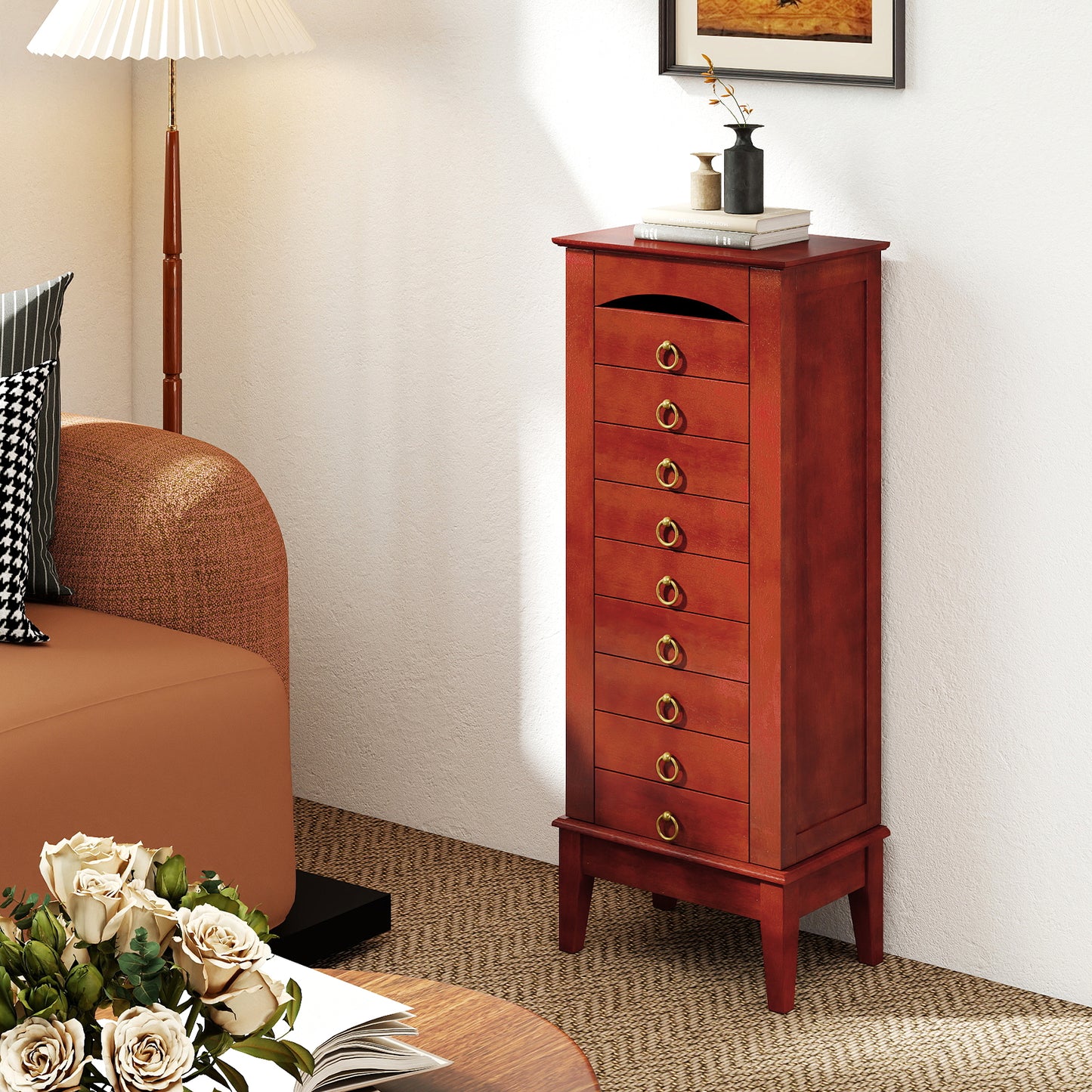 Large Capacity Jewelry Storage Cabinet, 9 Drawers, Brown Jewelry Armoires at Gallery Canada