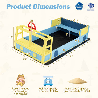 Large Car Theme Sand Box, With Bottom Liner, Blue Sandboxes at Gallery Canada