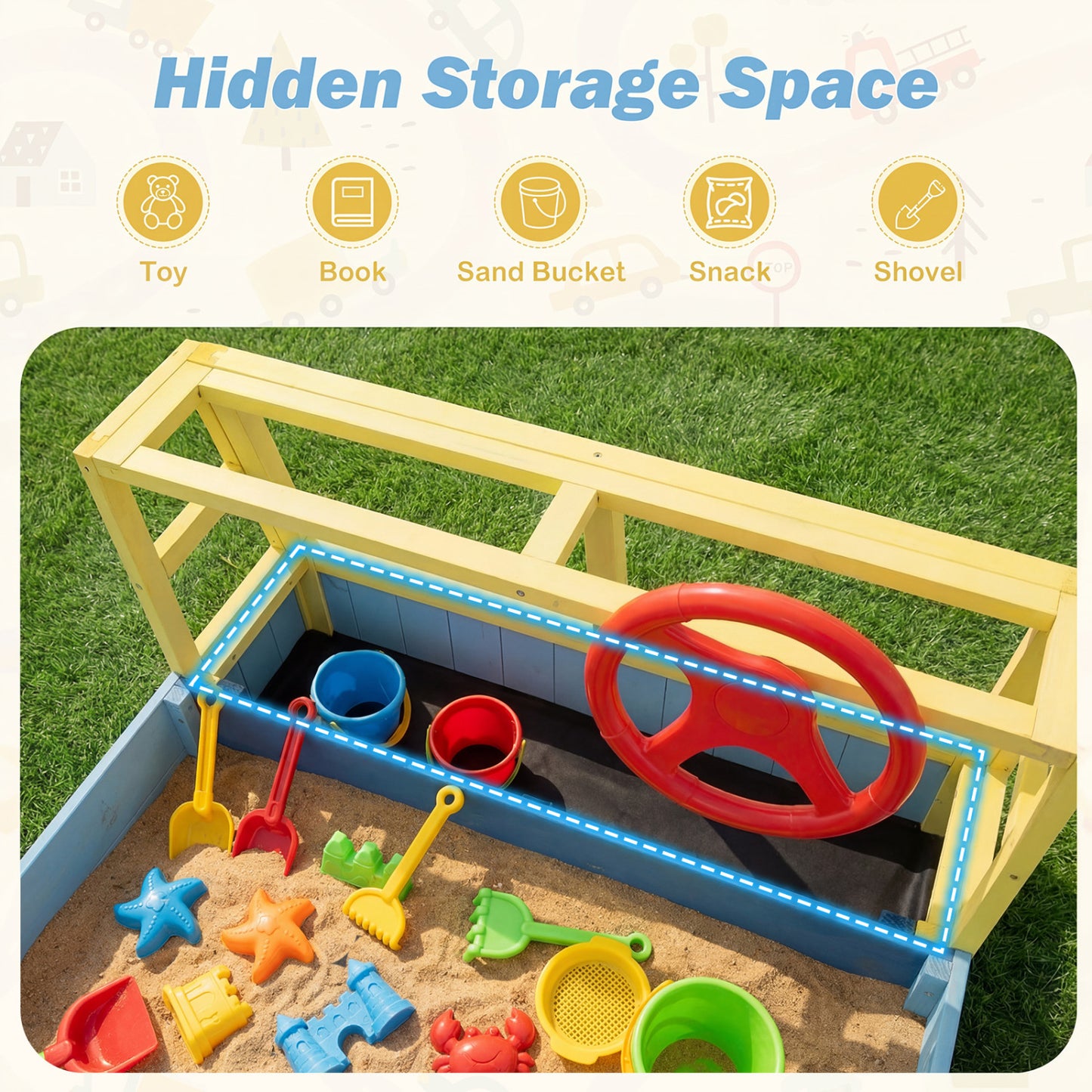 Large Car Theme Sand Box, With Bottom Liner, Blue Sandboxes at Gallery Canada