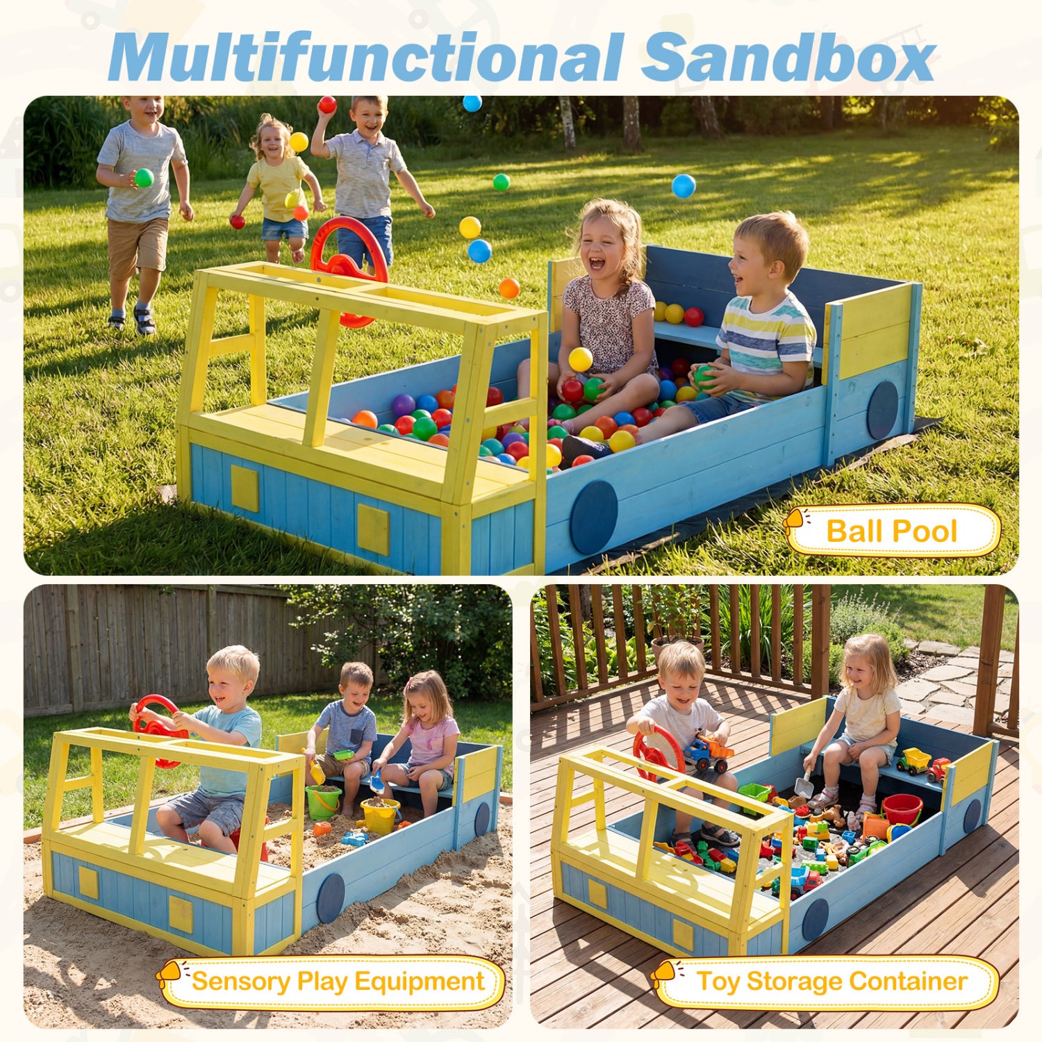 Large Car Theme Sand Box, With Bottom Liner, Blue Sandboxes at Gallery Canada