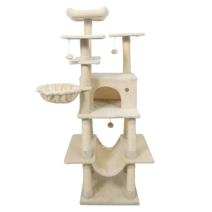 Large Cat Tree for Indoor Cats 63" Tall Cat Tower, Beige Cat Trees Condos & Scratchers Beige at Gallery Canada