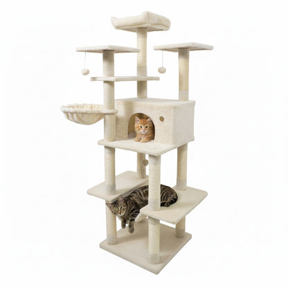 Large Cat Tree for Indoor Cats 63" Tall Cat Tower, Beige Cat Trees Condos & Scratchers at Gallery Canada