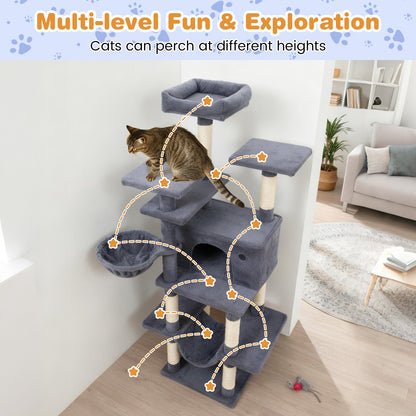 Large Cat Tree for Indoor Cats 63" Tall Cat Tower, Dark Gray Cat Trees Condos & Scratchers at Gallery Canada