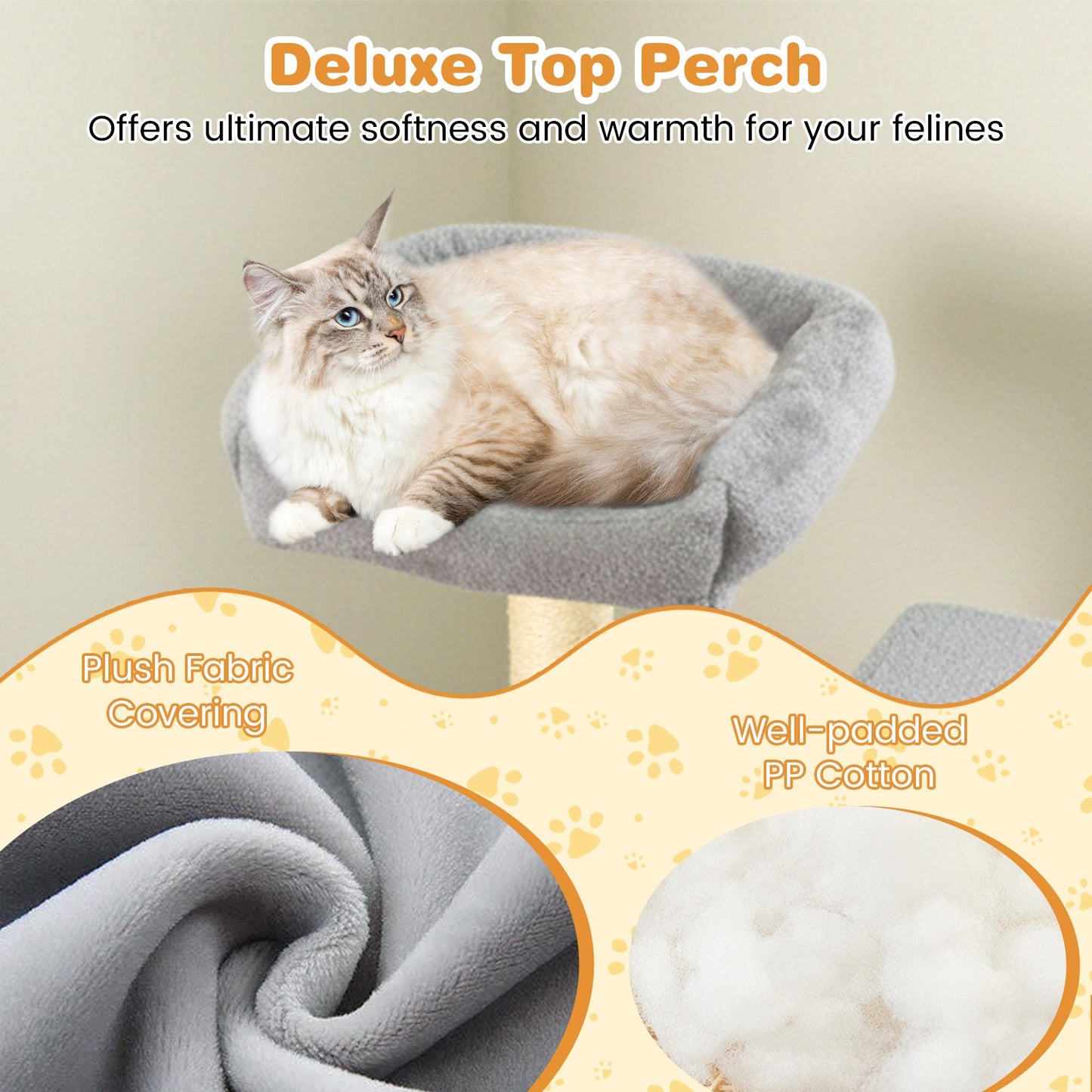 Large Cat Tree for Indoor Cats 63" Tall Cat Tower-Lght Gray, Light Gray Cat Trees Condos & Scratchers at Gallery Canada