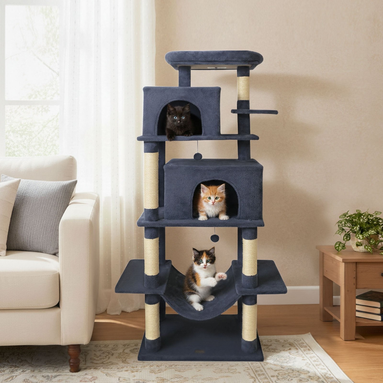 Large Cat Tree for Indoor Cats 70" Tall Cat Tower, Dark Gray Cat Trees Condos & Scratchers at Gallery Canada
