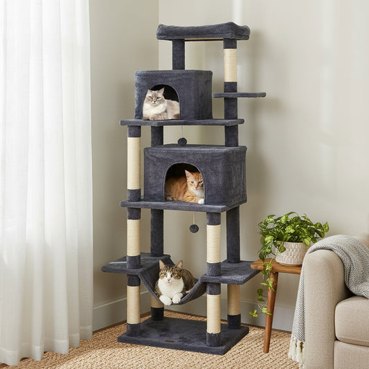 Large Cat Tree for Indoor Cats 70" Tall Cat Tower, Dark Gray