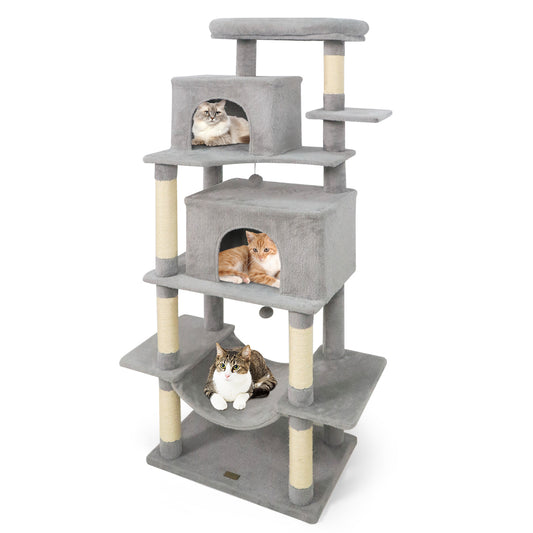 Large Cat Tree for Indoor Cats 70" Tall Cat Tower, Light Gray