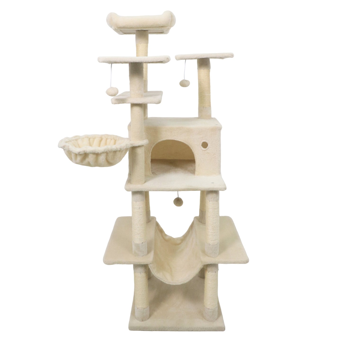 Large Cat Tree for Indoor Cats 63" Tall Cat Tower, Beige Cat Trees Condos & Scratchers at Gallery Canada