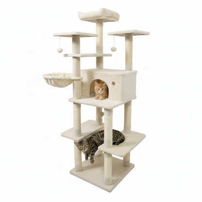 Large Cat Tree for Indoor Cats 63" Tall Cat Tower, Beige Cat Trees Condos & Scratchers at Gallery Canada