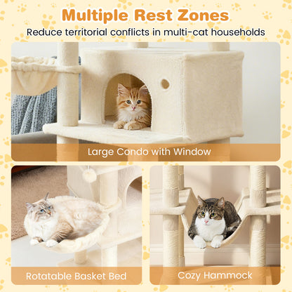 Large Cat Tree for Indoor Cats 63" Tall Cat Tower, Beige Cat Trees Condos & Scratchers at Gallery Canada