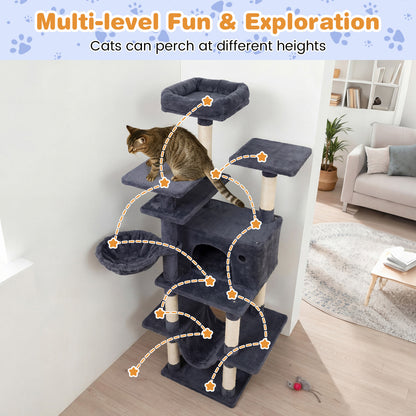 Large Cat Tree for Indoor Cats 63" Tall Cat Tower, Dark Gray Cat Trees Condos & Scratchers at Gallery Canada