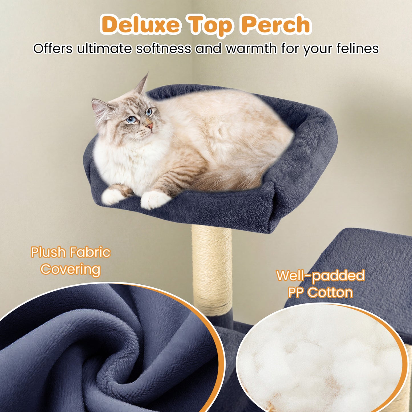 Large Cat Tree for Indoor Cats 63" Tall Cat Tower, Dark Gray Cat Trees Condos & Scratchers at Gallery Canada