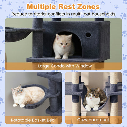 Large Cat Tree for Indoor Cats 63" Tall Cat Tower, Dark Gray Cat Trees Condos & Scratchers at Gallery Canada