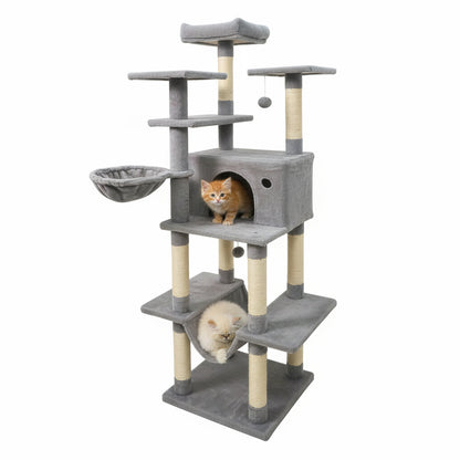 Large Cat Tree for Indoor Cats 63" Tall Cat Tower-Lght Gray, Light Gray Cat Trees Condos & Scratchers at Gallery Canada