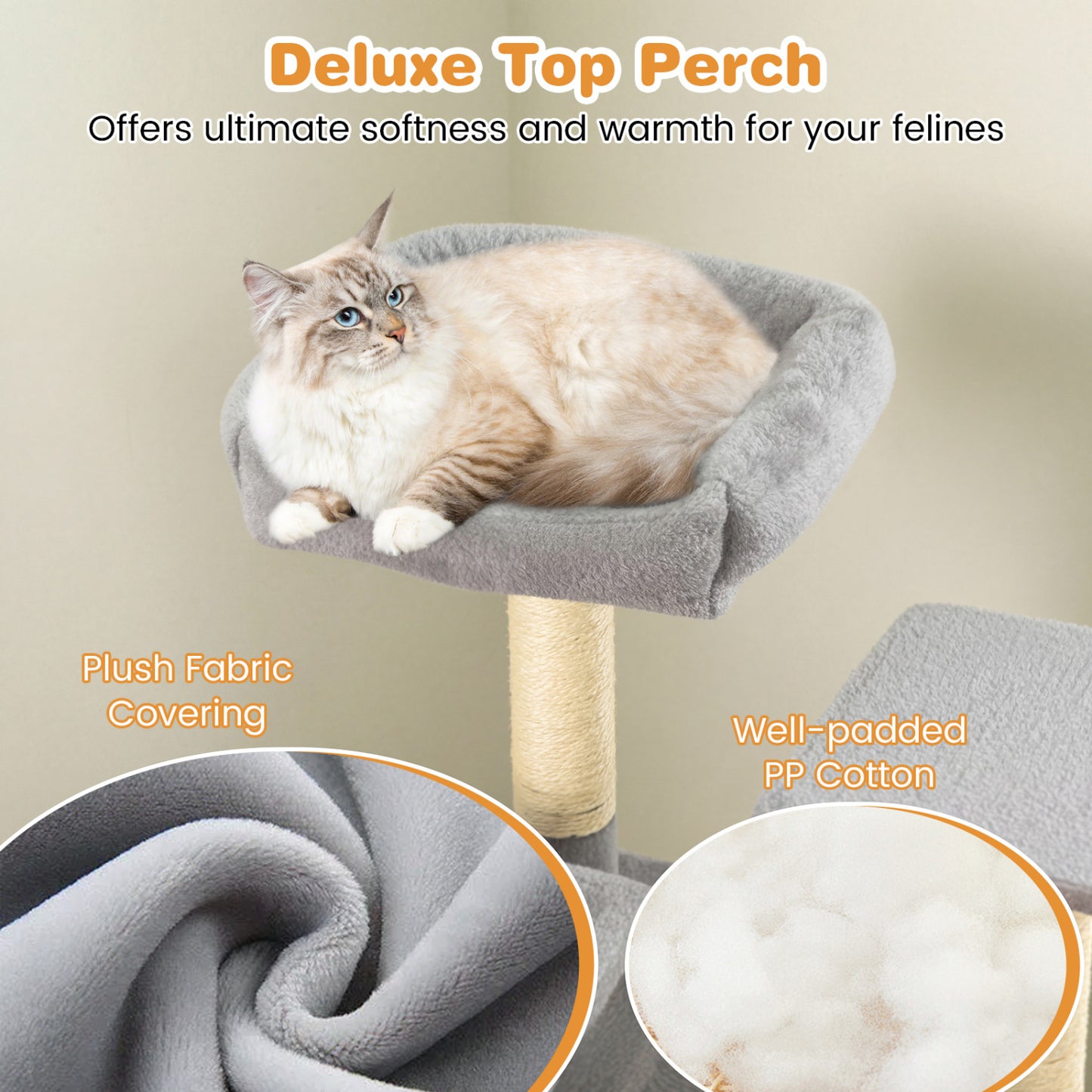 Large Cat Tree for Indoor Cats 63" Tall Cat Tower-Lght Gray, Light Gray Cat Trees Condos & Scratchers at Gallery Canada
