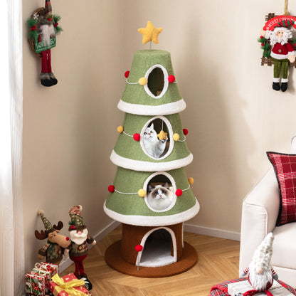Large Christmas Cat Tree for Indoor Cats 61 Inch Cute Cat Tower with 4 Condos, Green Cat Trees Condos & Scratchers at Gallery Canada