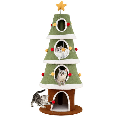 Large Christmas Cat Tree for Indoor Cats 61 Inch Cute Cat Tower with 4 Condos, Green Cat Trees Condos & Scratchers at Gallery Canada