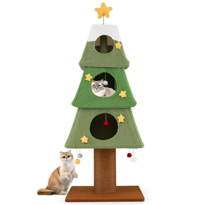 Large Christmas Cat Tree for Indoor Cats 64" Cute Cat Tower with 3 Condos, Green Cat Trees Condos & Scratchers Green at Gallery Canada