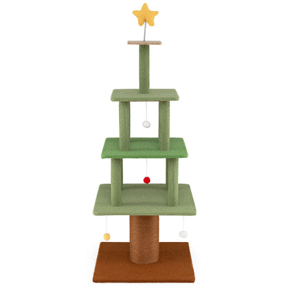 Large Christmas Cat Tree for Indoor Cats 64" Cute Cat Tower with 3 Condos, Green Cat Trees Condos & Scratchers at Gallery Canada