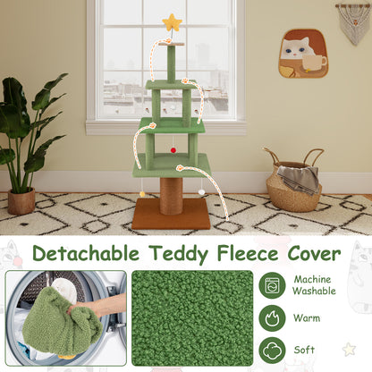 Large Christmas Cat Tree for Indoor Cats 64" Cute Cat Tower with 3 Condos, Green Cat Trees Condos & Scratchers at Gallery Canada
