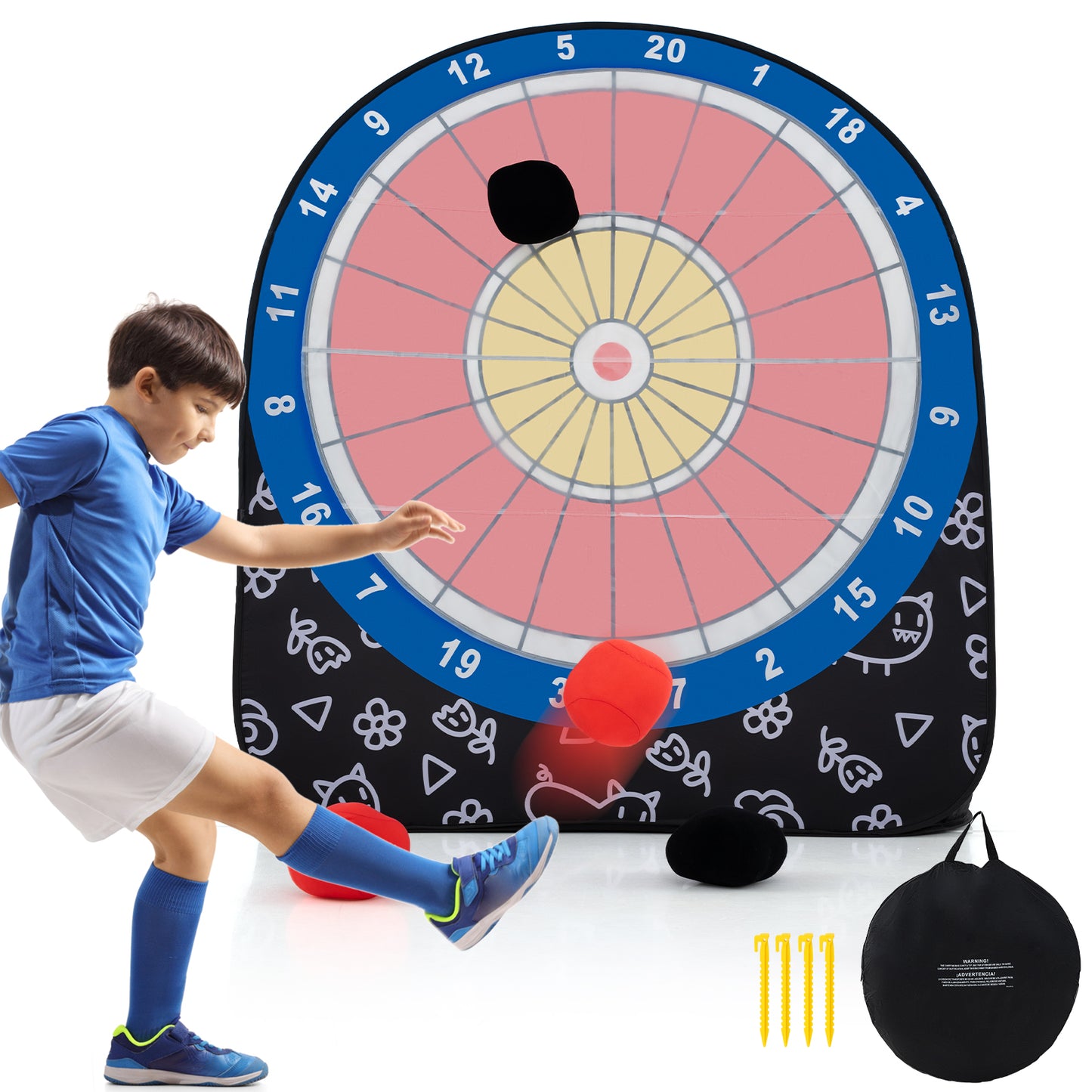 Large Dart Board, 4 Kick Balls, Black Lawn Games Black at Gallery Canada